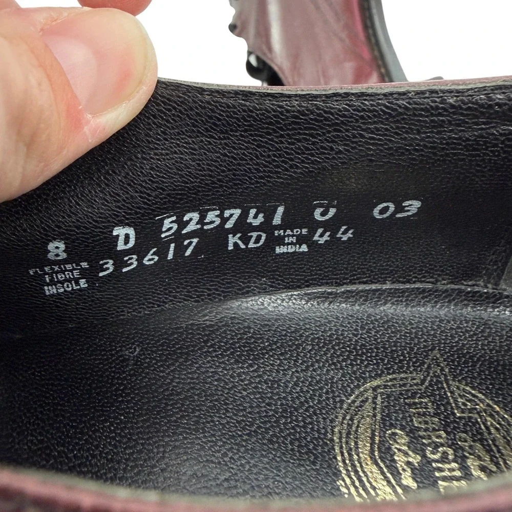 Florsheim Mens Burgundy Leather Apron Toe Derby Shoes‎ 8 D Made in India